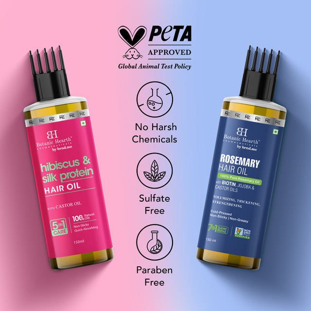 Pure Rosemary & Hibiscus Silk Protein - Hair Oil Set of 2