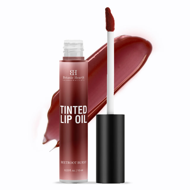 Botanic Hearth Tinted Lip Oil | Moisturizing Lip Gloss Oil for Dry Lips | Deep Red Gloss | Lightweight & Non Greasy | 10 ml