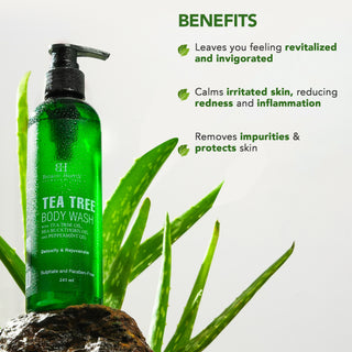 Botanic Hearth Natural Detox Combo with Tea Tree Body Wash, Tea Tree & Aloe Vera Shampoo & Neem, Cica & Salicylic Acid Face Wash Set of 3