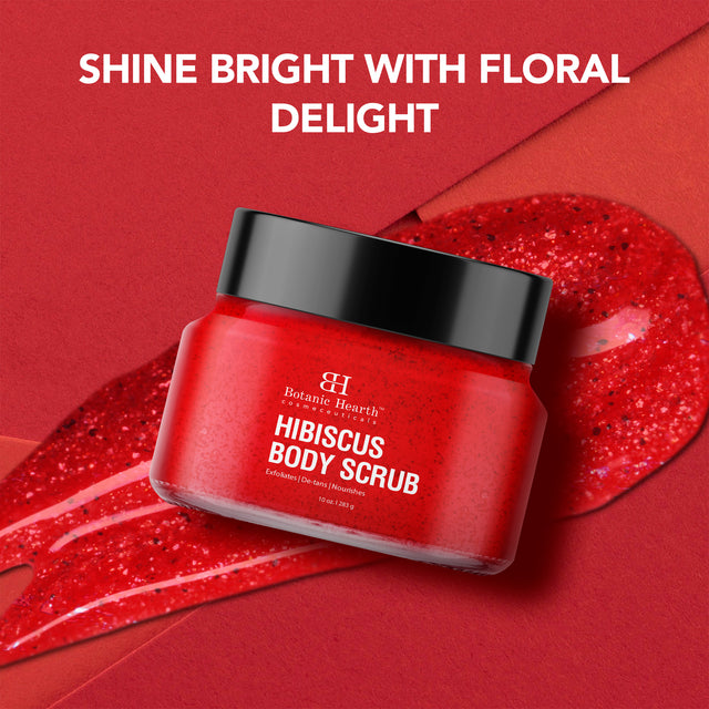 Hibiscus Body Scrub | Exfoliating Body Scrub for Brighter, Smoother, Hydrated & Moisturized Skin | For All Skin Types | For Body & Feet | For Women & Men | 283 g