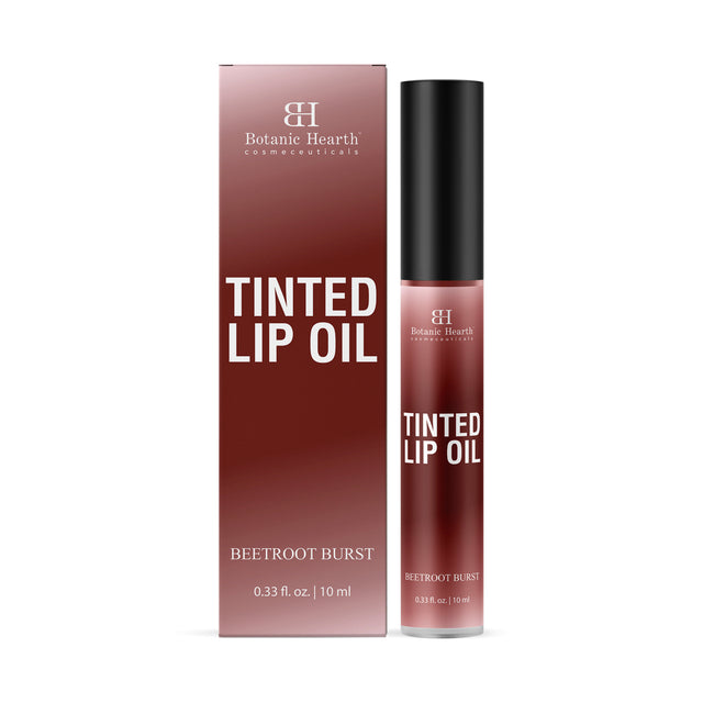 Botanic Hearth Tinted Lip Oil | Moisturizing Lip Gloss Oil for Dry Lips | Deep Red Gloss | Lightweight & Non Greasy | 10 ml