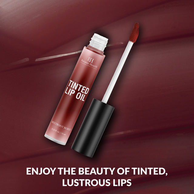Botanic Hearth Tinted Lip Oil | Moisturizing Lip Gloss Oil for Dry Lips | Deep Red Gloss | Lightweight & Non Greasy | 10 ml