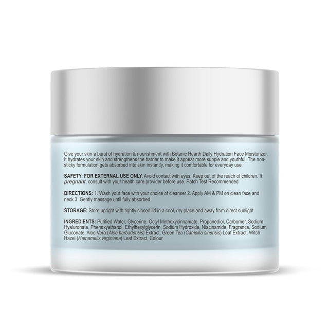 Botanic Hearth Daily Hydration Moisturizer for Face with Hyaluronic Acid & Green Tea Extract - 100g | Moisturizer for Dry Skin | Face Cream for Women & Men | For All Skin Types