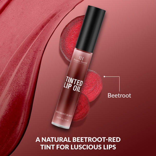 Botanic Hearth Tinted Lip Oil | Moisturizing Lip Gloss Oil for Dry Lips | Deep Red Gloss | Lightweight & Non Greasy | 10 ml
