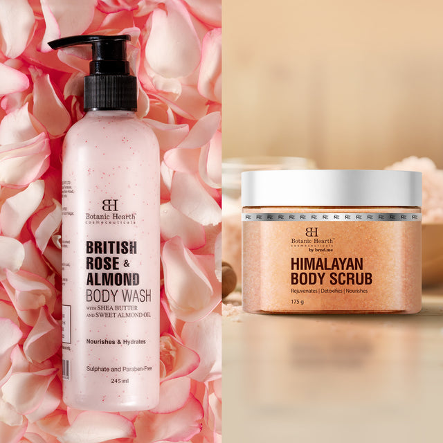 Himalayan Body Scrub & British Rose Body Wash Set (Pack of 2)