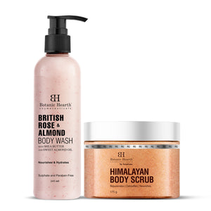 Himalayan Body Scrub & British Rose Body Wash Set (Pack of 2)