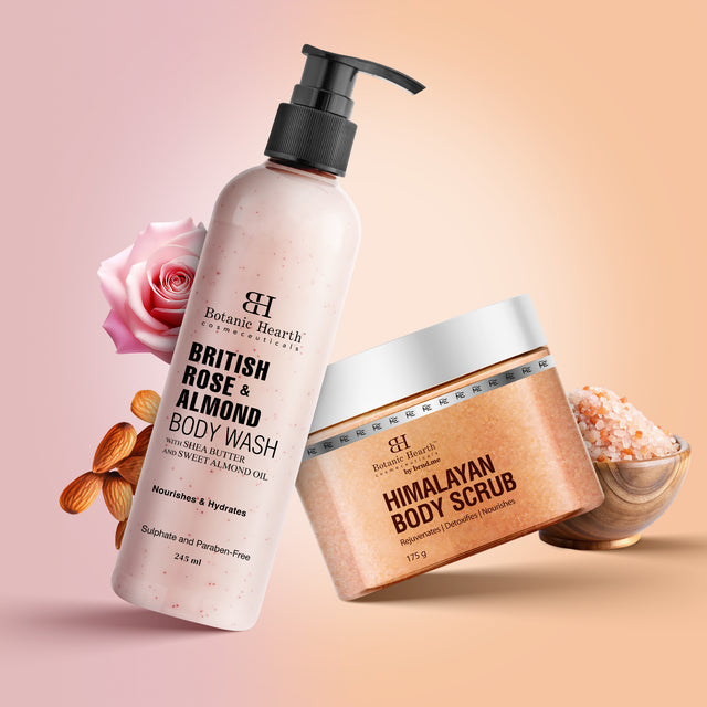 Himalayan Body Scrub & British Rose Body Wash Set (Pack of 2)