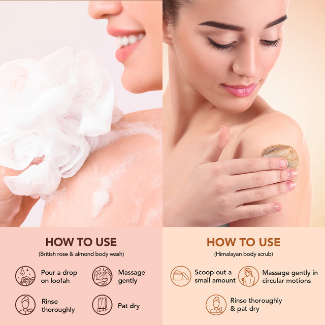 Himalayan Body Scrub & British Rose Body Wash Set (Pack of 2)