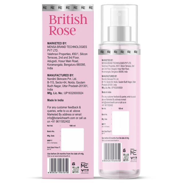 Botanic Hearth British Rose Hair and Body Perfume Mist 100ml 