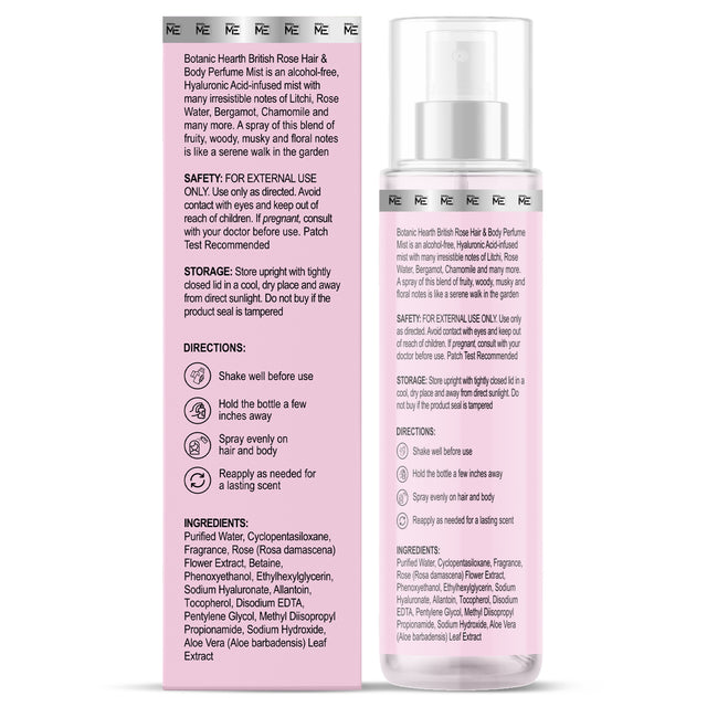 Botanic Hearth British Rose Hair and Body Perfume Mist 100ml 