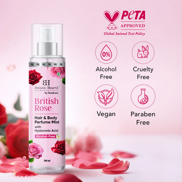 Botanic Hearth British Rose Hair and Body Perfume Mist 100ml 