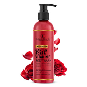 Botanic Hearth Garden Rose & Vitamin E Body Wash - 245ml - Moisturizing & Nourishing Formula - Gentle Cleanser