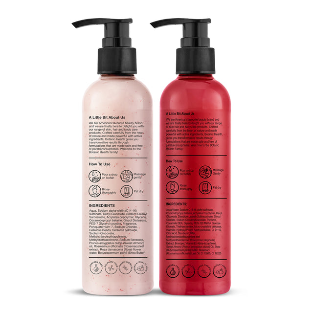 Botanic Hearth Garden Rose with  British Rose & Almond Body wash 245ml each