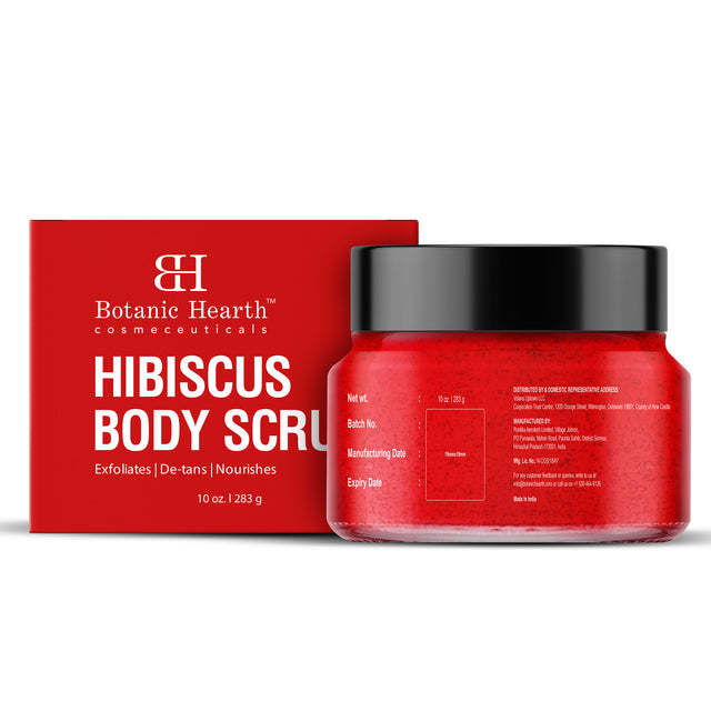 Hibiscus Body Scrub | Exfoliating Body Scrub for Brighter, Smoother, Hydrated & Moisturized Skin | For All Skin Types | For Body & Feet | For Women & Men | 283 g