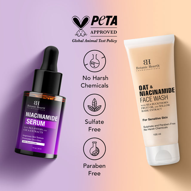 Botanic Hearth Niacinamide Face Serum 30ml with Oat & Niacinamide Face wash 100ml