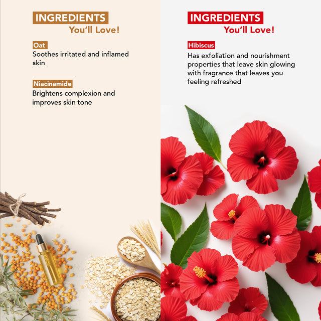Oat & Niacinamide Bodywash & Hibiscus Scrub Combo (Set of 2)