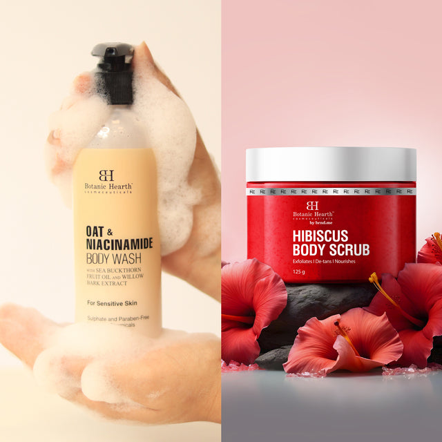 Oat & Niacinamide Bodywash & Hibiscus Scrub Combo (Set of 2)