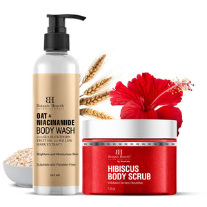 Oat & Niacinamide Bodywash & Hibiscus Scrub Combo (Set of 2)