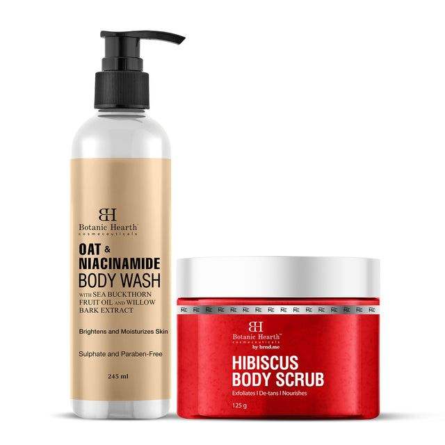 Oat & Niacinamide Bodywash & Hibiscus Scrub Combo (Set of 2)