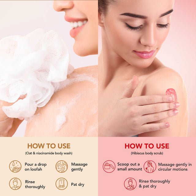 Oat & Niacinamide Bodywash & Hibiscus Scrub Combo (Set of 2)