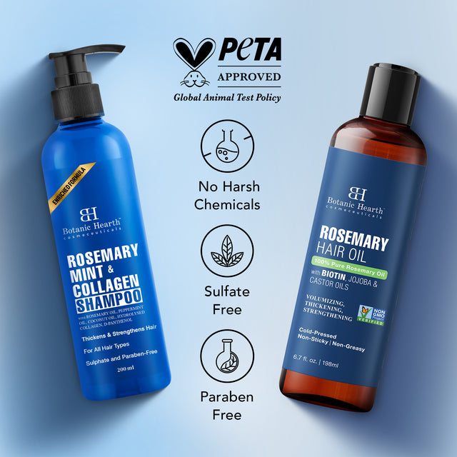 Botanic Hearth Rosemary Shampoo 200ml with Rosemary Hair Oil 198ml