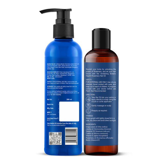 Botanic Hearth Rosemary Shampoo 200ml with Rosemary Hair Oil 198ml