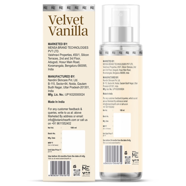 Botanic Hearth Velvet Vanilla Hair and Body Perfume Mist 100ml 