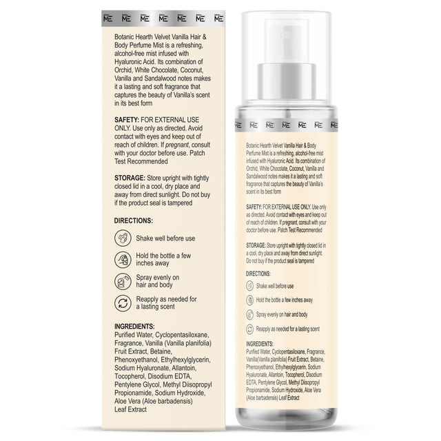 Botanic Hearth Velvet Vanilla Hair and Body Perfume Mist 100ml 